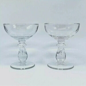 2 HEISEY Lariat Champagne Sherbet Glass 4 7/8" Vintage Glass Fluoresces